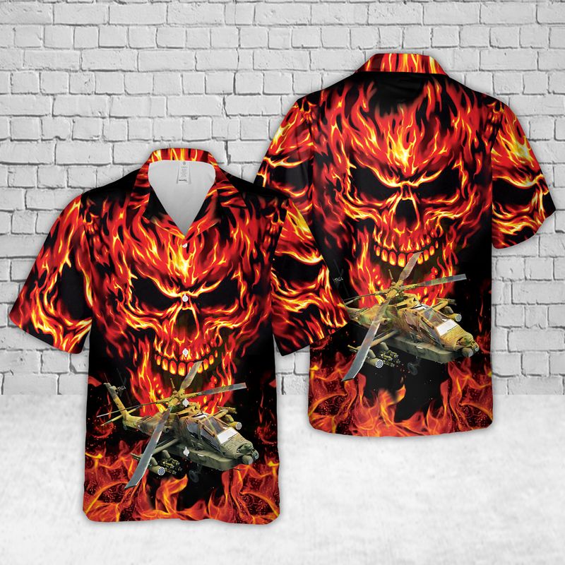 US Army Boeing AH-64 Apache Hawaiian Shirt HO3110