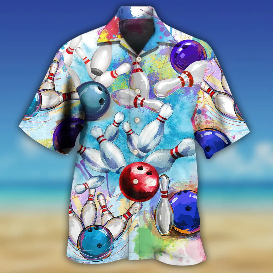 3D Bowling Hawaiian Shirt, Colorful Bowling Ball And Pins Hawaiian Shirt For Men - Perfect Gift For Bowling Lovers, Bowlers HO4049