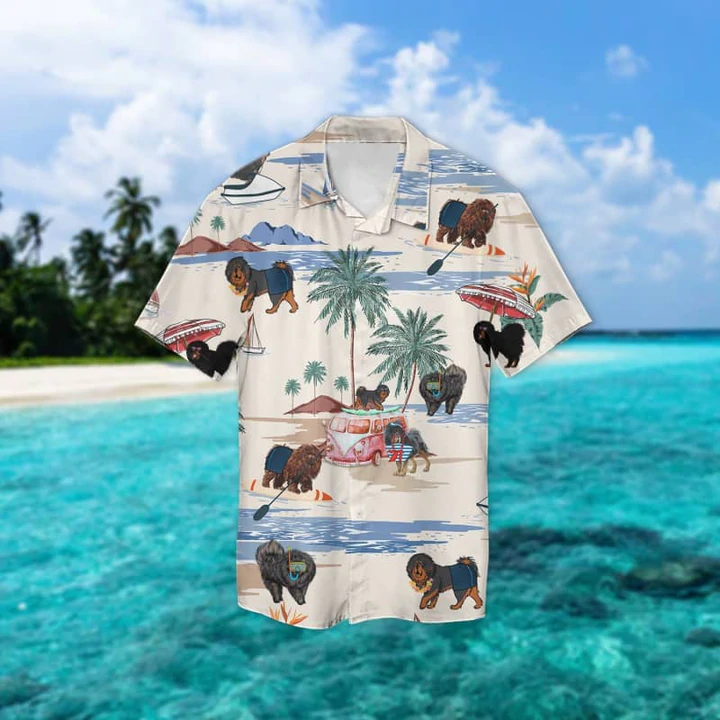 Tibetan Mastiff Summer Beach Hawaiian Shirt, Hawaiian Shirts for Men Short Sleeve Aloha Beach Shirt HO0918