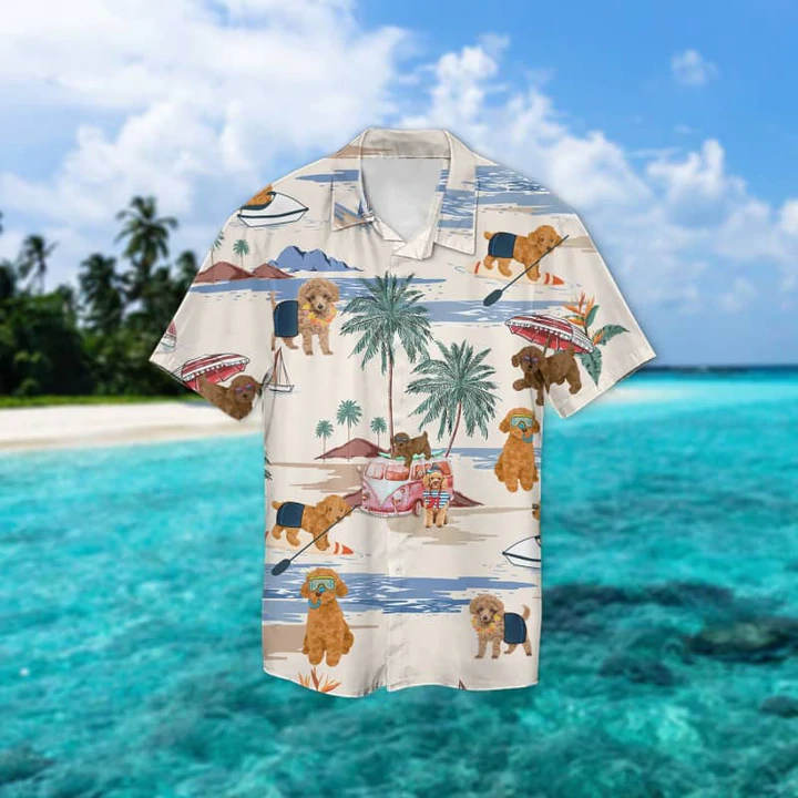 Toy Poodle Summer Beach Hawaiian Shirt, Hawaiian Shirts for Men Short Sleeve Aloha Beach Shirt HO0915