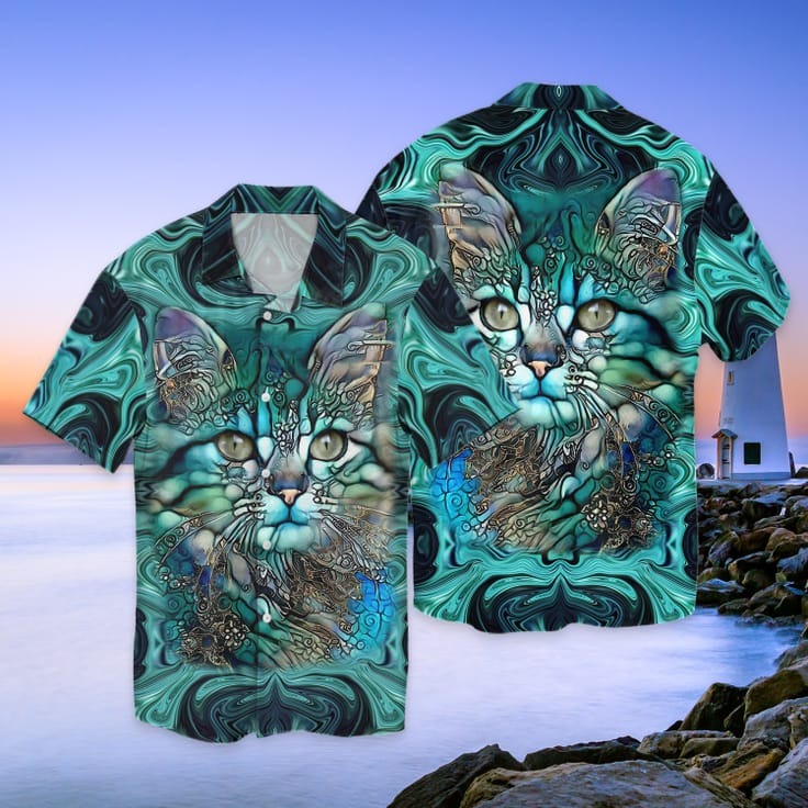 Cat Beautiful Art 3D Hawaiian Shirt, Cool Cat Hawaiian Shirt For Men And Women, Cat Aloha Beach Shirt HO5146