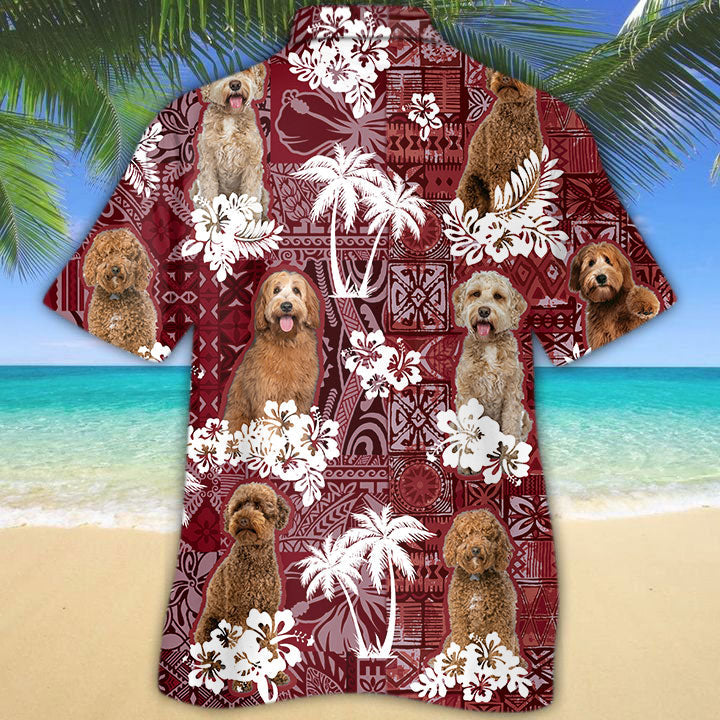 Labradoodle Hawaiian Shirt, Dog In Hawaii Shirt Red Tribal Pattern HO5217