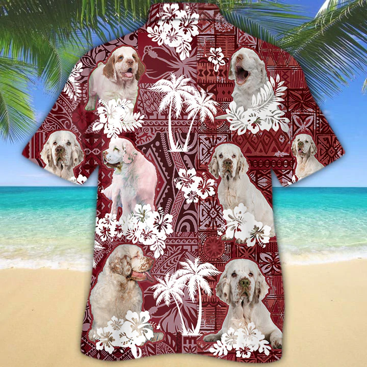 Clumber Spaniel Red Hawaiian Shirt, Gift for Dog Lover Shirts, Animal Summer Shirts, Hawaiian Shirt Men HO1276