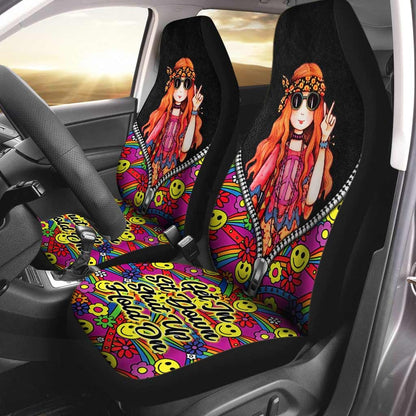 Car Seat Cover With Hippie Girl Get In Sit Down Shut Up Hold On, Hippie Seat Covers SO0298