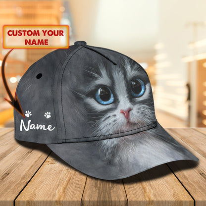 3D Classic Cap Cute Cat Personalized Name Cap 13 Lasfour CA0938