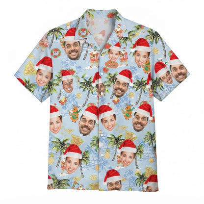 Custom Faces Christmas Tropical Hawaiian Shirt For Men And Women, Custom Photo Xmas Hawaiian Shirt HE0845