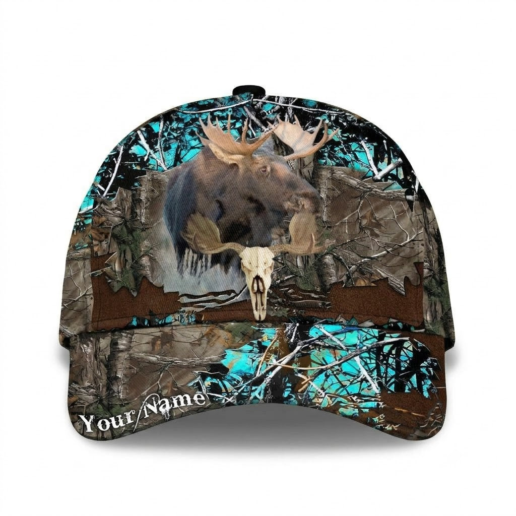 Custom Moose Hunting Camouflage Baseball Cap, Custom Moose Hunter Cap Hat CP0764