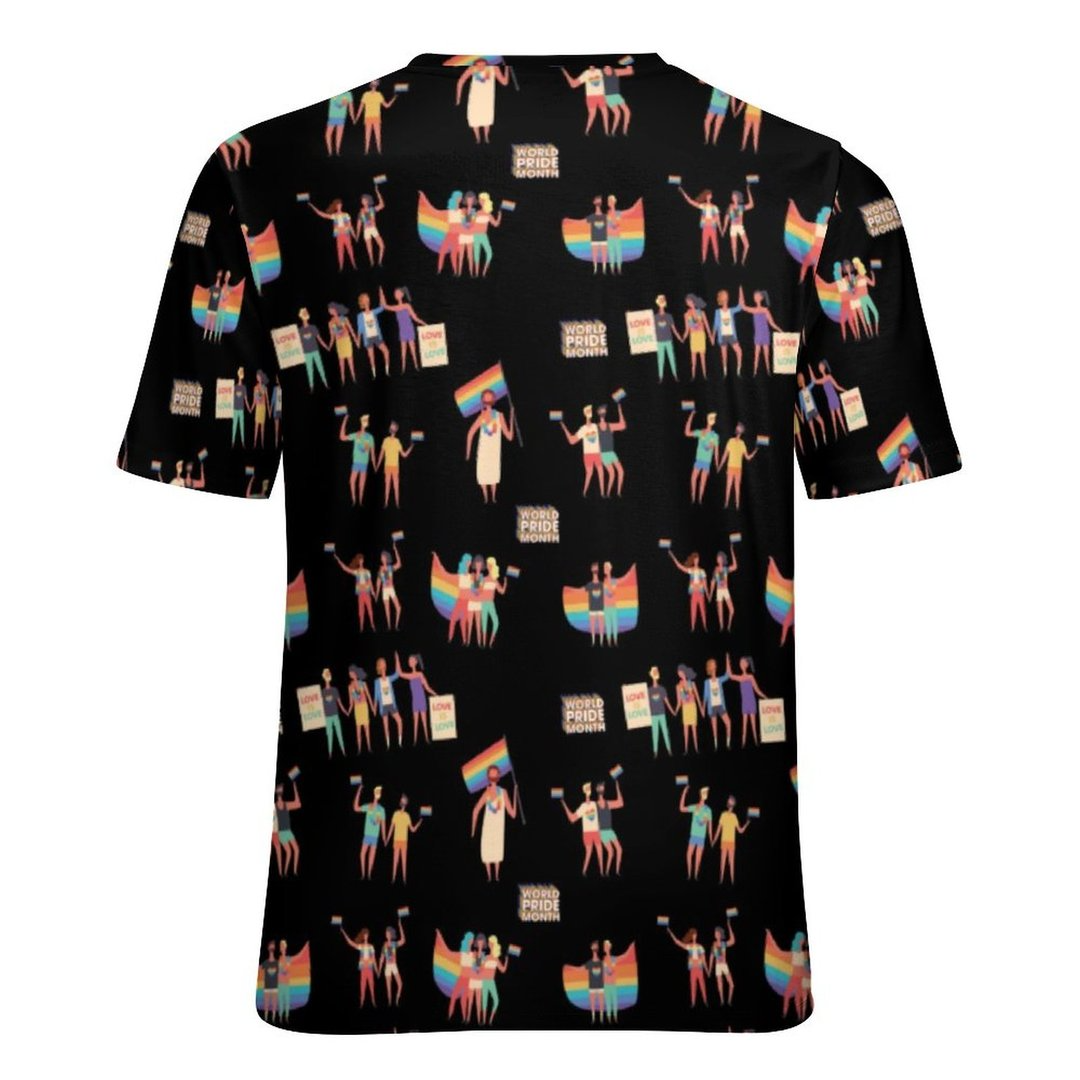 Love Is Love Lgbt Pride Month Pattern Tee 3S Shirt For Lesbian Women, Gaymer Couple 3D Tshirt LO0919