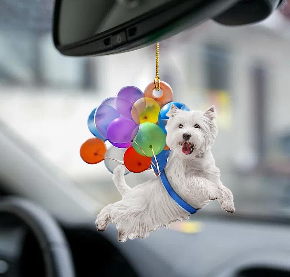 West Highland White Terrier Dog Fly With Bubbles Car Hanging Ornament Dog Ornament Lasfour OO0788