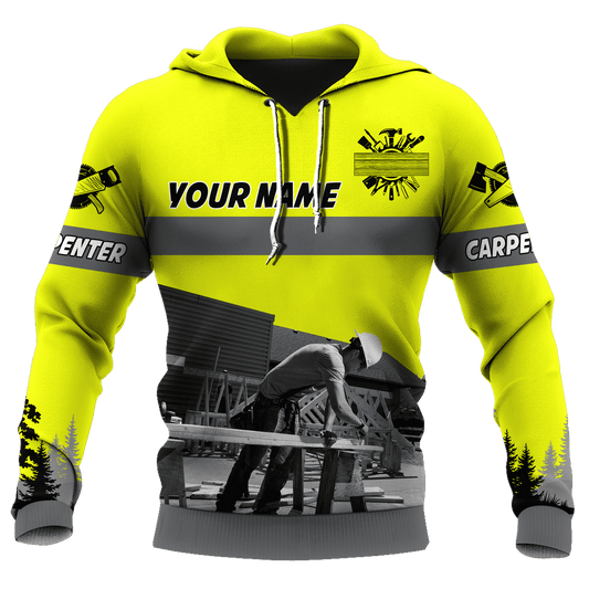 Personalized Name Yellow Carpenter Uniform 3D All Over Printed Unisex Shirts , Idea Gift for Carpenter TO3377