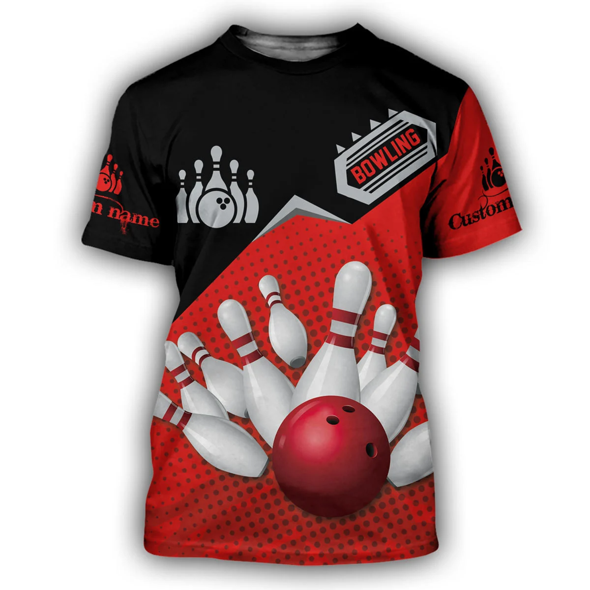 Custom 3D Red Bowling Shirt Men Women TO1342