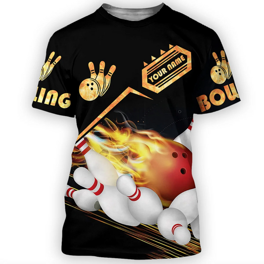 Personalized 3D Bowling Fire Shirt For Bowling Team Player Bowling Uniform TO1343