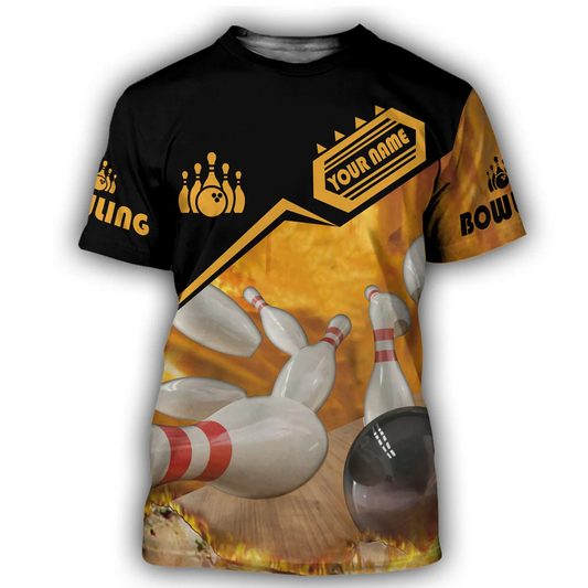 Customized 3D Yellow Bowling Shirt Fire Bowling Tee Shirt TO1344