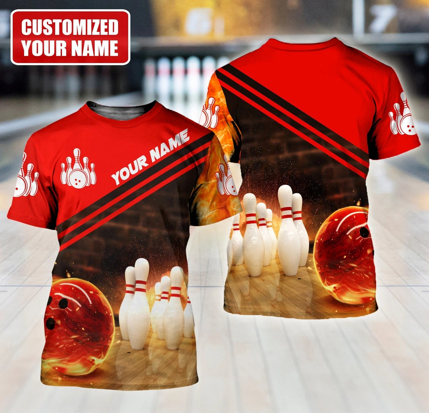 Custom Red Bowling 3D T Shirt For Adult To My Son Bowling Player Gift TO1352