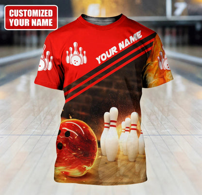Custom Red Bowling 3D T Shirt For Adult To My Son Bowling Player Gift TO1352