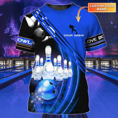Custom Bowling 3D T Shirt For Men Women Bowling National Day Gift Bowling Player Uniforms TO1353