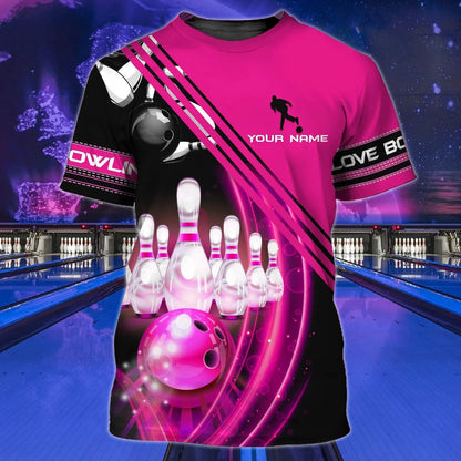 Blue Bowling Shirt For Men Women, Personalized Name 3D All Over Print Shirt For Bowler, Bowling Player Team Uniform, Bowling Gifts TO2637