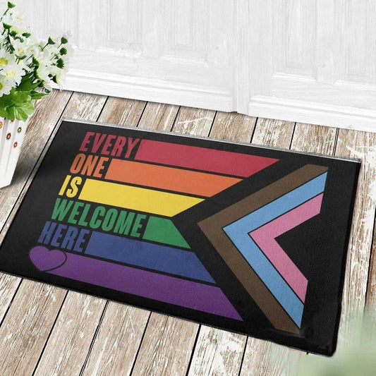 Ally Support Lgbt Doormat, Everyone Is Welcome Here Rainbow Lgbt Pride Doormat, Gift For Gay Lesbian LO1302