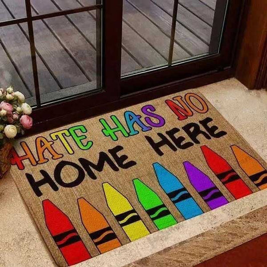 Lgbt Doormat Hate Has No Home Here Rainbow Pride Doormat LO1276