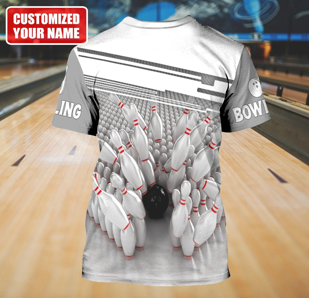 Personalized Name 3D All Over Printed Grey Bowling Shirt Men Women Lasfour TO1350