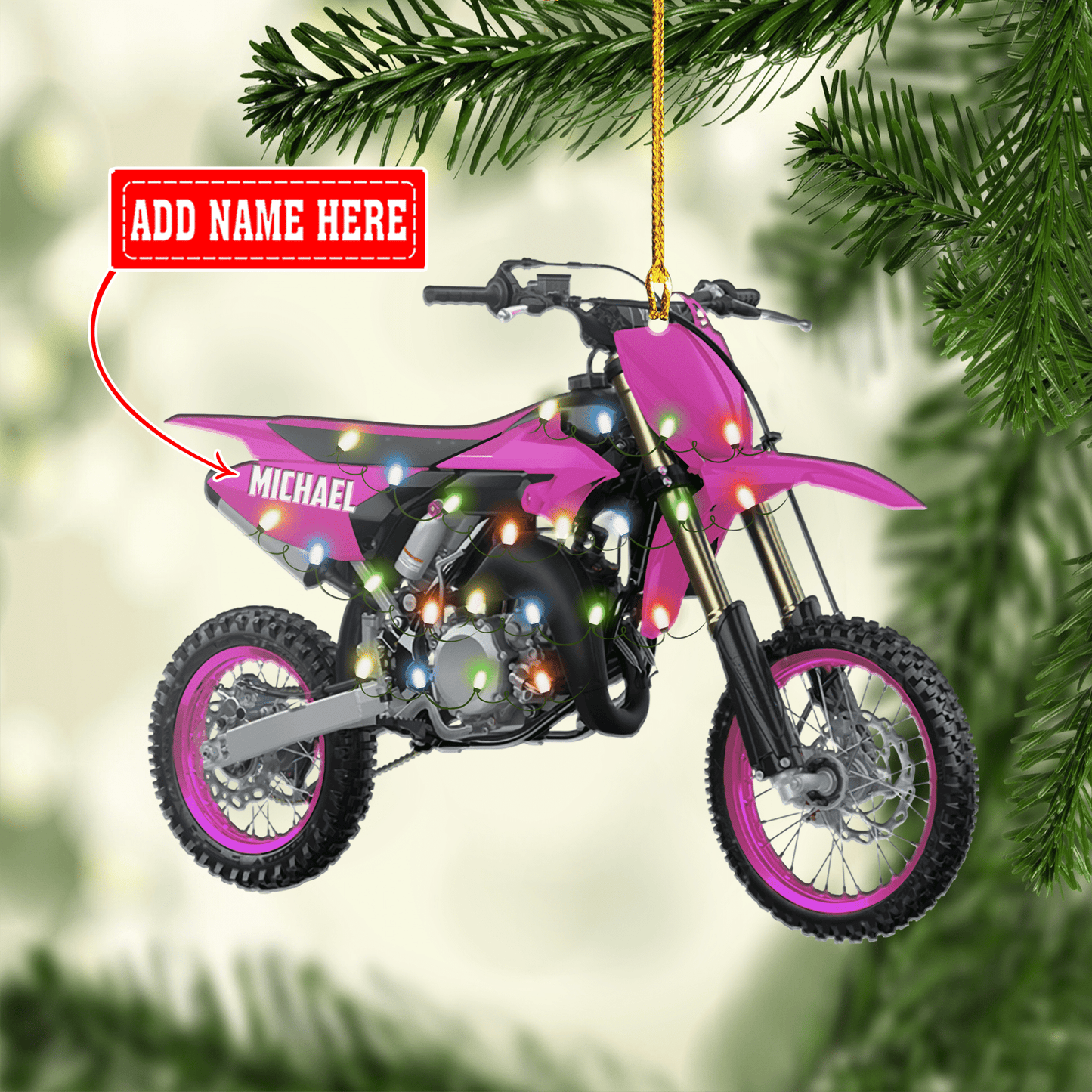 Personalized Motocross Ornament, Biker Christmas Ornament, Motorcycle Ornament, Dirt Bike Ornament, Custom Name Ornament for Men SO0657