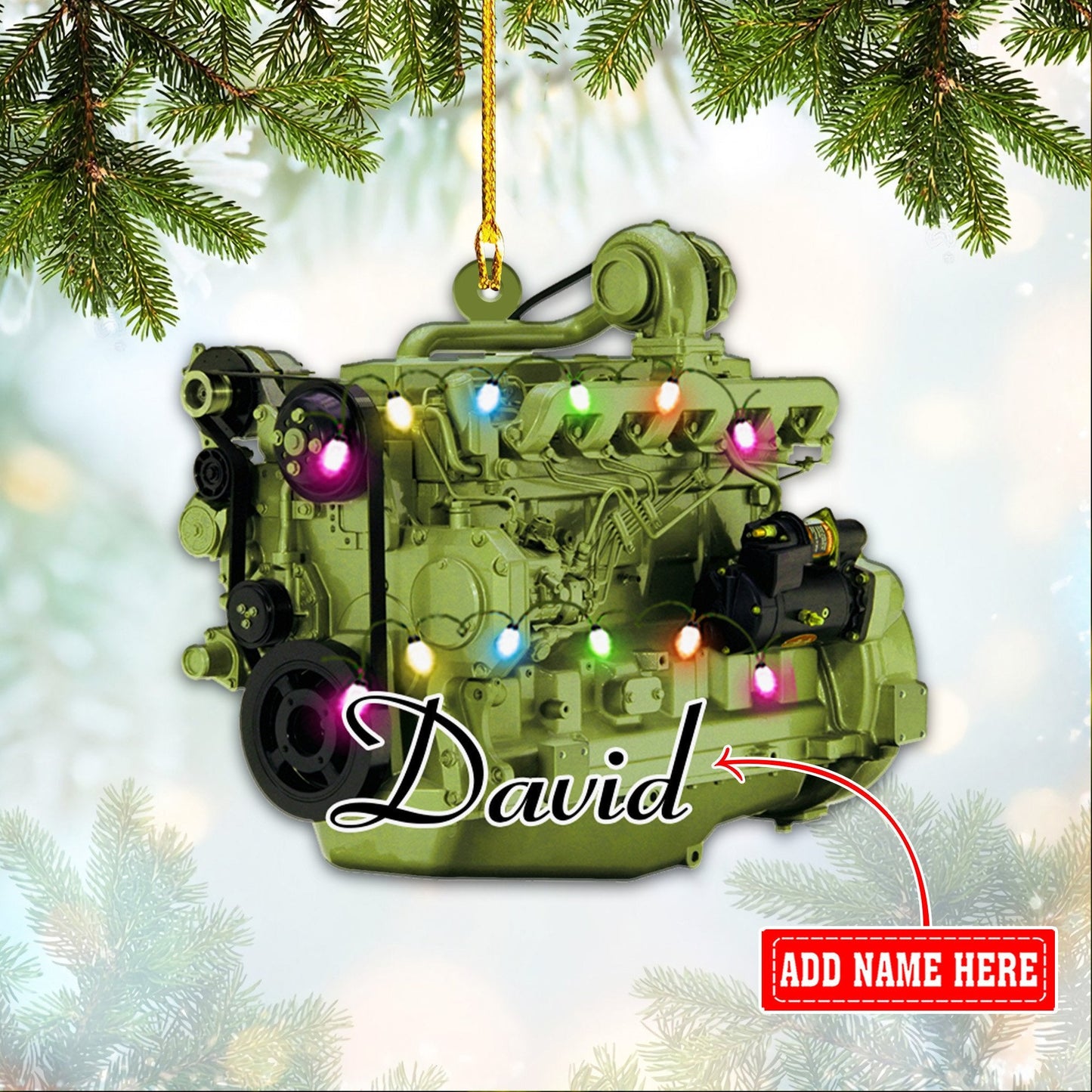Personalized Tractor Motor Engine Christmas Acrylic Ornaments, 2D Flat Ornament OO1714