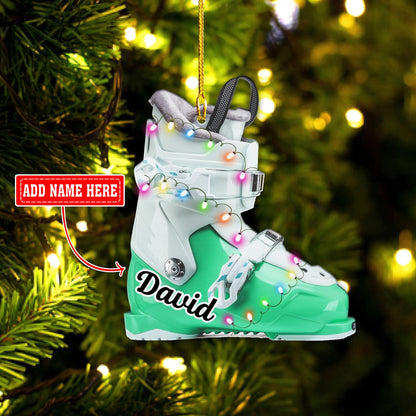 Personalized Multi Color Skiing Boot Christmas Acrylic Ornaments, 2D Flat Ornament for Snowboarding Lover SO1197