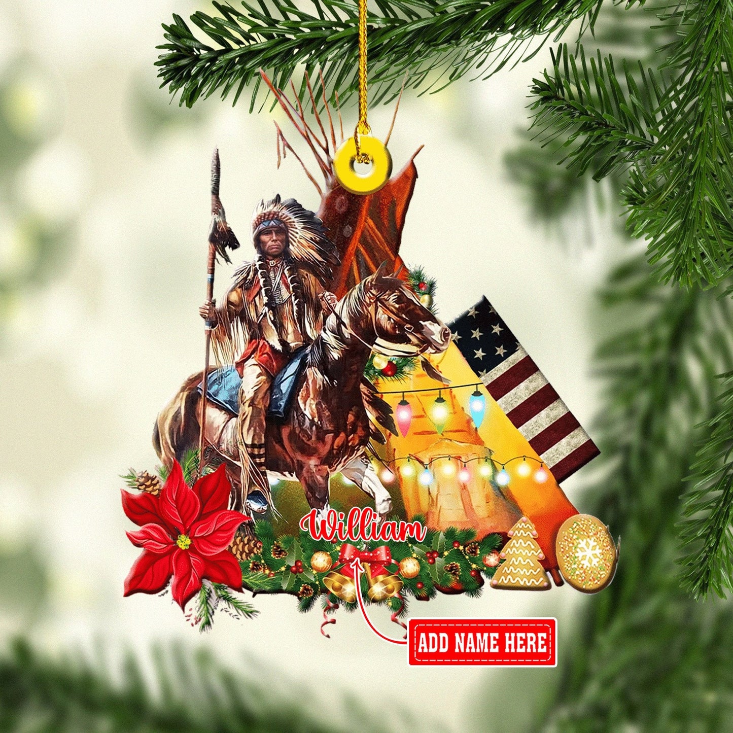 Personalized Native Horses Protect Place Christmas Acrylic Ornaments, Gift for Native American OO1687