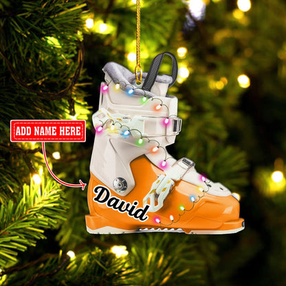 Personalized Multi Color Skiing Boot Christmas Acrylic Ornaments, 2D Flat Ornament for Snowboarding Lover SO1197
