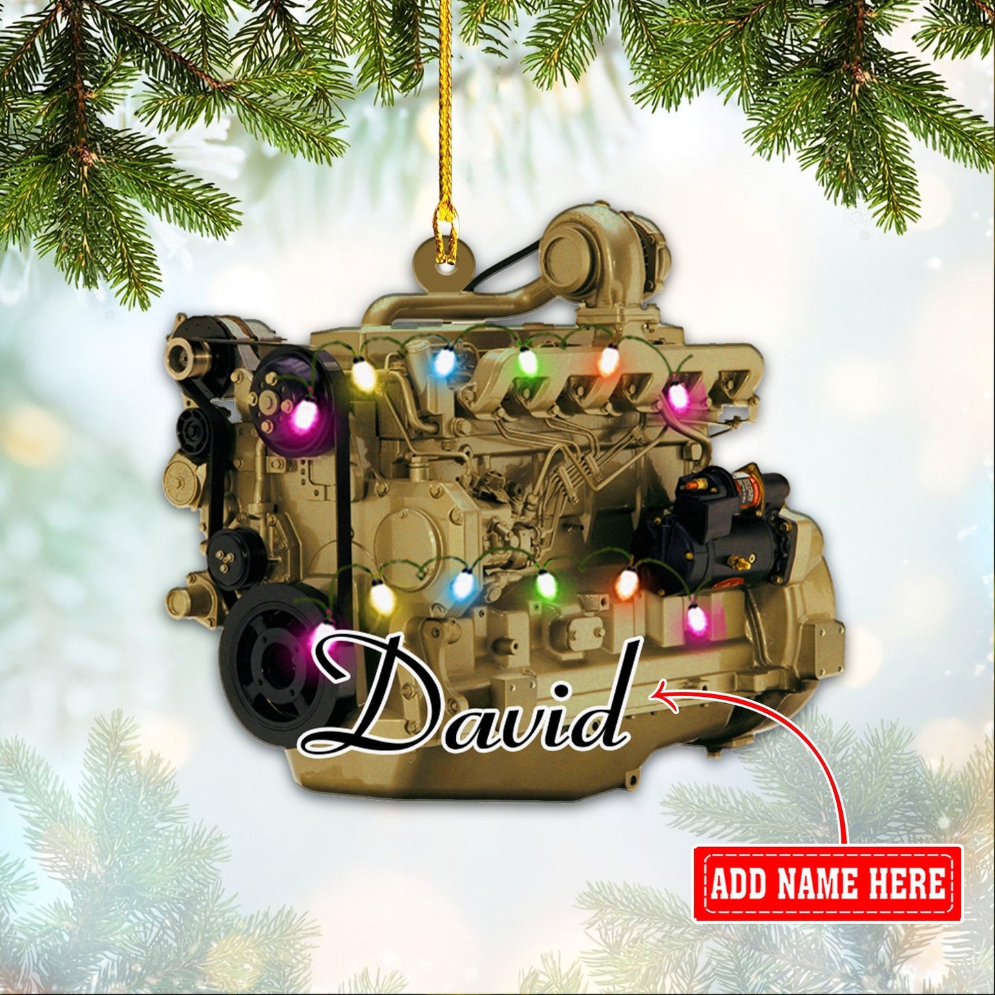 Personalized Tractor Motor Engine Christmas Acrylic Ornaments, 2D Flat Ornament OO1714