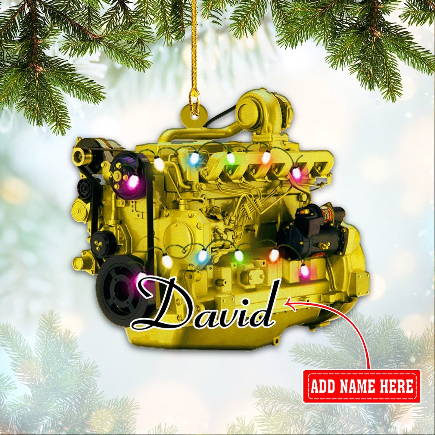 Personalized Tractor Motor Engine Christmas Acrylic Ornaments, 2D Flat Ornament OO1714