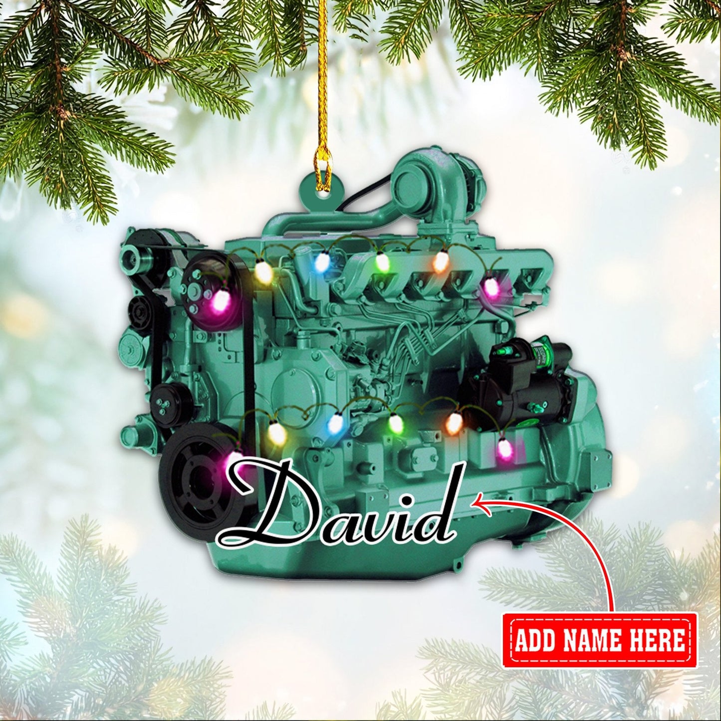 Personalized Tractor Motor Engine Christmas Acrylic Ornaments, 2D Flat Ornament OO1714
