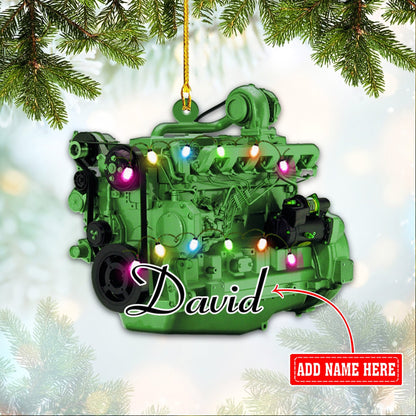 Personalized Tractor Motor Engine Christmas Acrylic Ornaments, 2D Flat Ornament OO1714