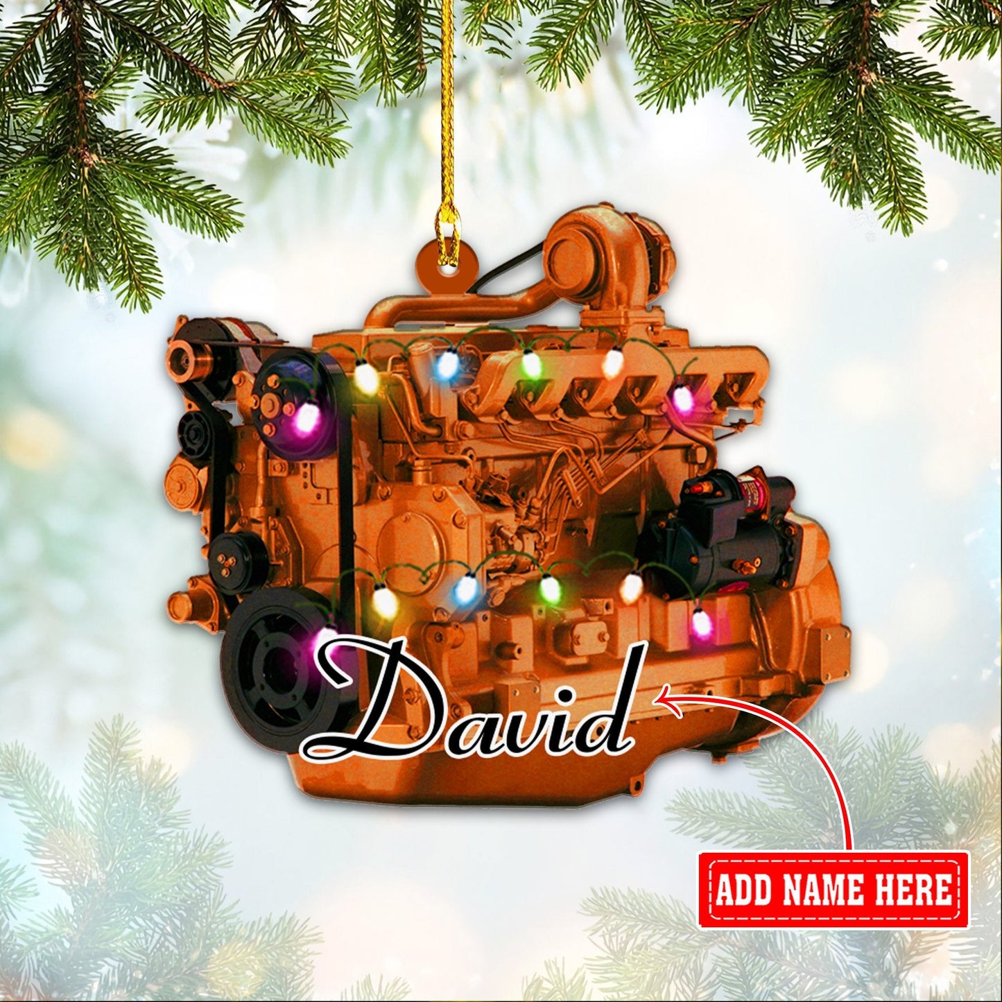 Personalized Tractor Motor Engine Christmas Acrylic Ornaments, 2D Flat Ornament OO1714