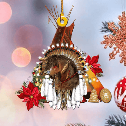 Personalized Native Horses Protect Place Christmas Acrylic Ornaments, Gift for Native American OO1687
