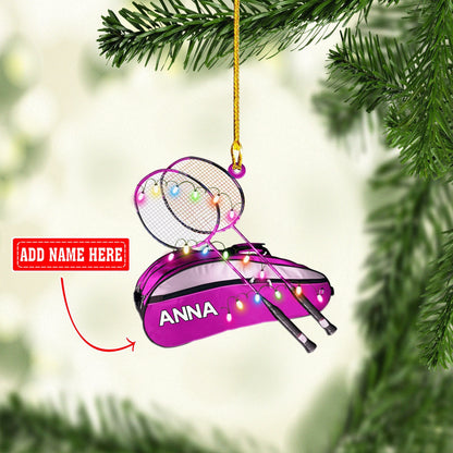 Personalized Badminton Bag Multi Color Christmas Acrylic Ornaments, Gift for Badminton Lover OO1746