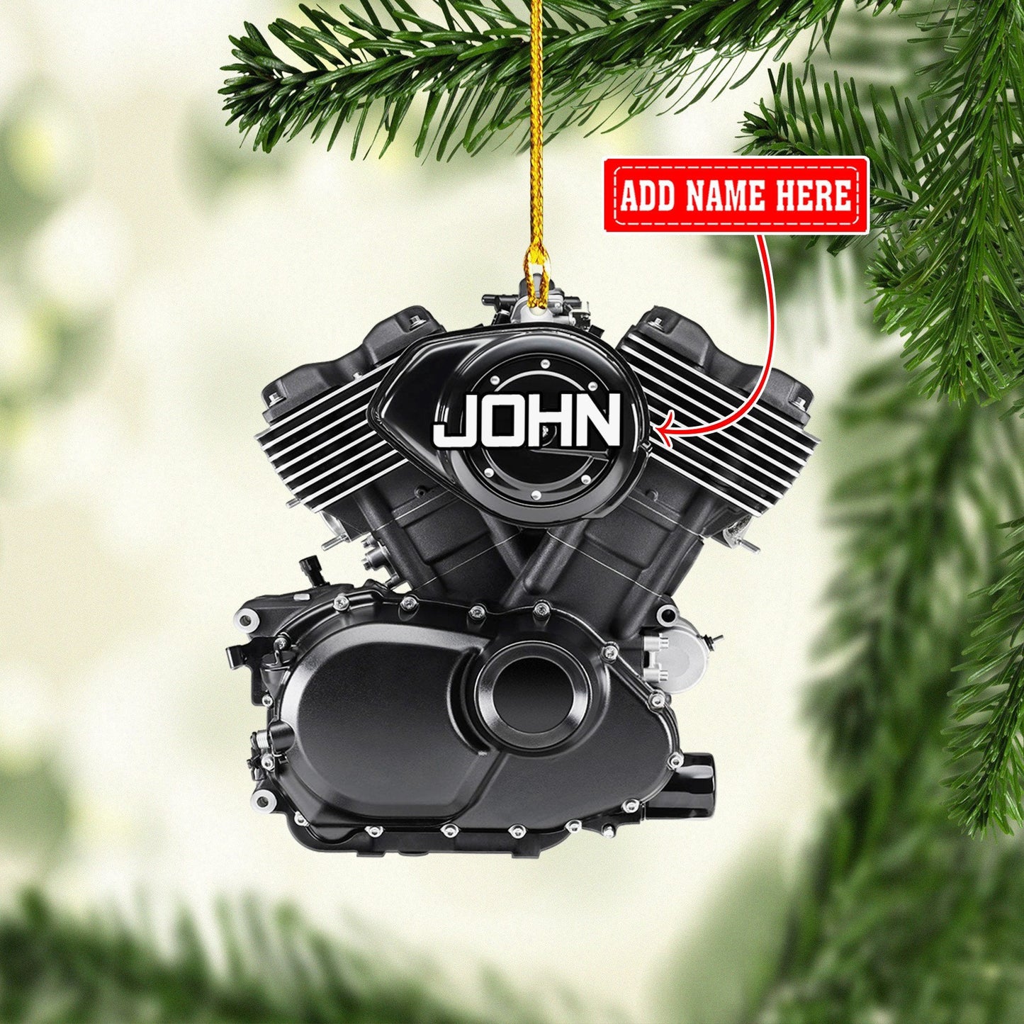 Personalized Evolution Engine Motorcycle Christmas Ornaments, 2D Flat Ornament for Motorcycle Lover OO1715