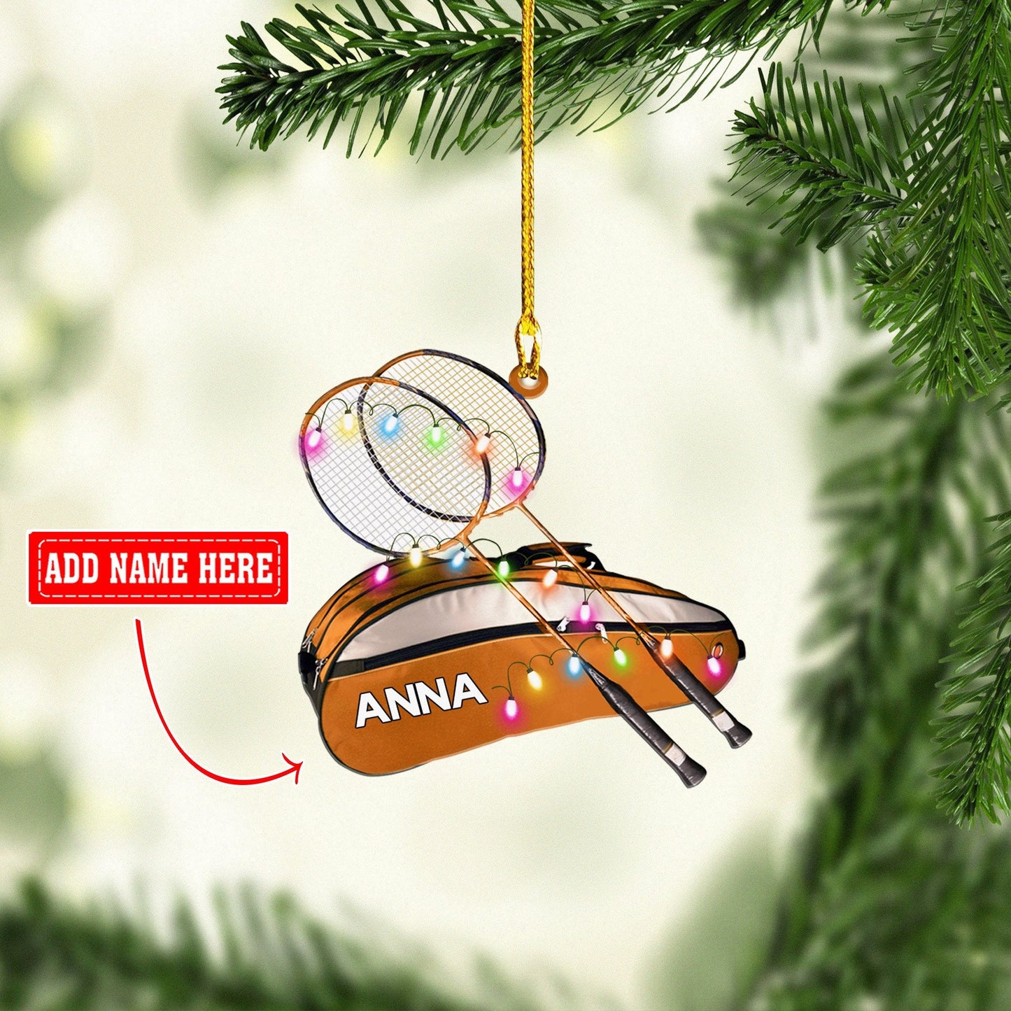 Personalized Badminton Bag Multi Color Christmas Acrylic Ornaments, Gift for Badminton Lover OO1746