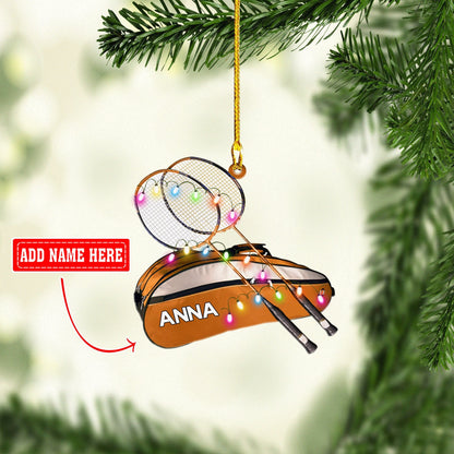 Personalized Badminton Bag Multi Color Christmas Acrylic Ornaments, Gift for Badminton Lover OO1746