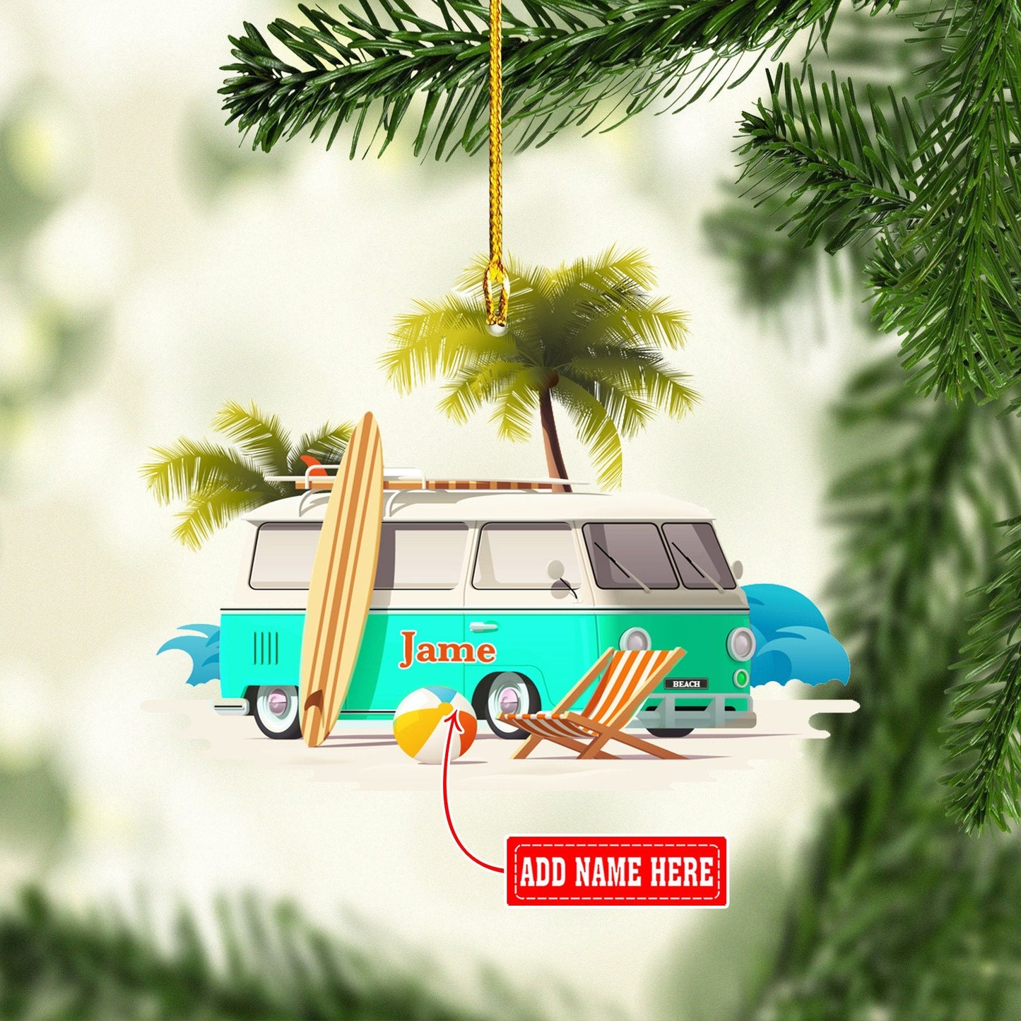 Personalized Camping Beach Multicolor Christmas Ornaments, Gift for Camping Lover OO1709