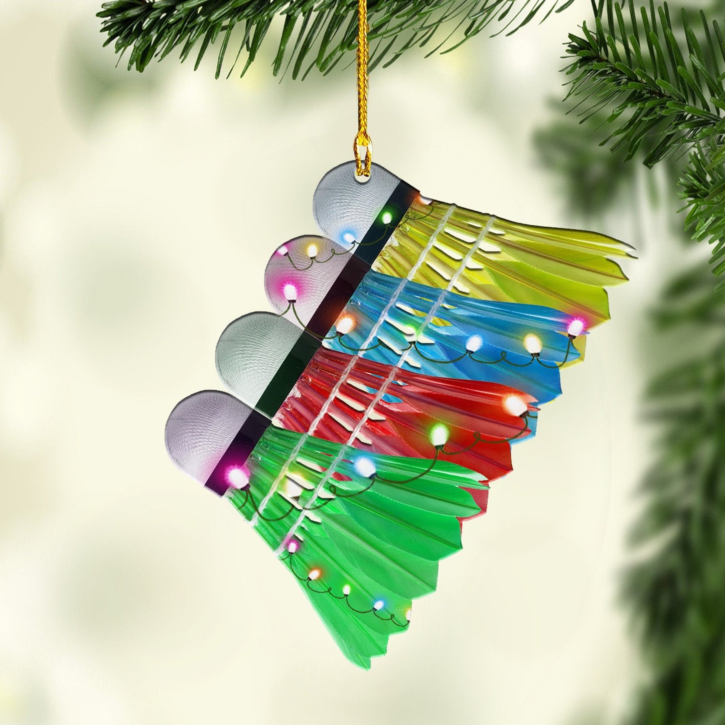 Badminton Color Xmas Shaped Ornaments, Gift for Badminton Player OO1745
