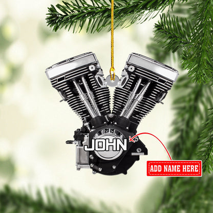 Personalized Evolution Engine Motorcycle Christmas Ornaments, 2D Flat Ornament for Motorcycle Lover OO1715