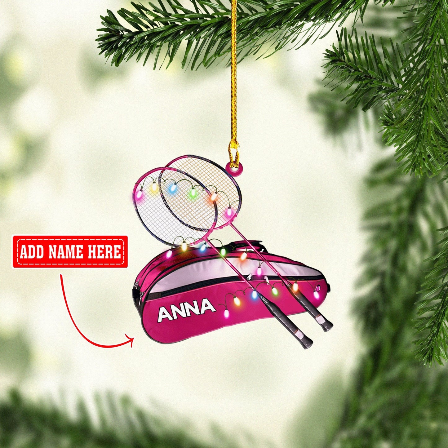 Personalized Badminton Bag Multi Color Christmas Acrylic Ornaments, Gift for Badminton Lover OO1746