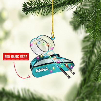 Personalized Badminton Bag Multi Color Christmas Acrylic Ornaments, Gift for Badminton Lover OO1746