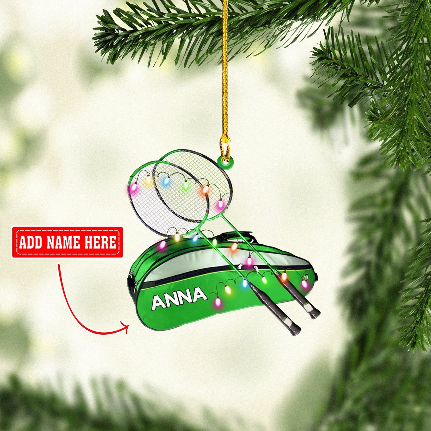 Personalized Badminton Bag Multi Color Christmas Acrylic Ornaments, Gift for Badminton Lover OO1746