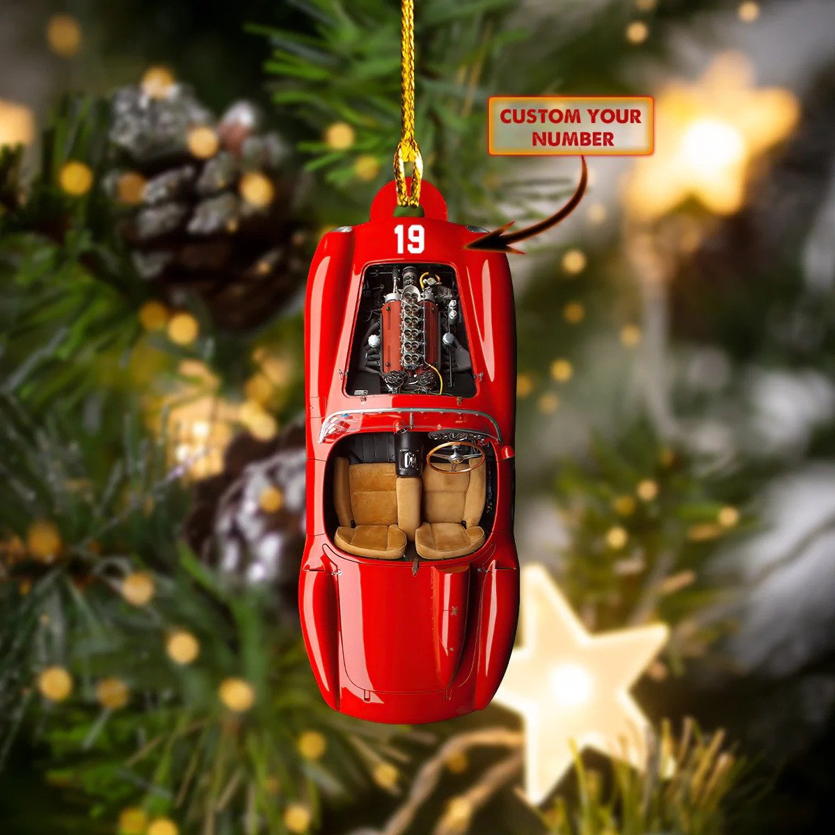 Personalized Drag Racing Red Car Ornament Drag Racing Christmas Tree Ornaments Gift, Gift for Auto Racing Lover OO1788