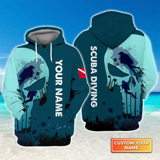 3D All Over Print Scuba Diving Skull Reaper Personalized 3D Hoodie Zip Hoodie Polo Shirt TO3371