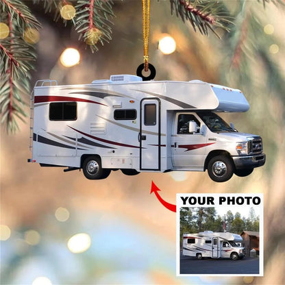 Personalized Photo Camper Trailer Acrylic Ornament For Camping Lover - Custom Your Photo Ornament Decor Christmas Tree OO1708