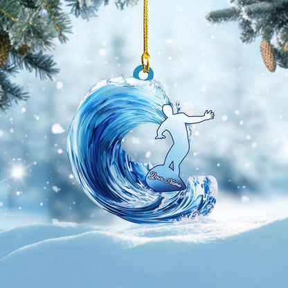 Surfing Men Personalized Acrylic Ornament For Xmas Decor, Custom Name Christmas Ornament Gift For Him Surfer OO1605