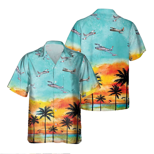 F-84 Thunderjet F84 Hawaiian Shirt, Hawaiian Shirt for Men Dad Veteran, Patriot Day, Aircraft Shirts HO5535